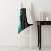 ターコイズブルー&ブラックダマスジオメトリックデザイン シェルパブランケット (インサイチュ)