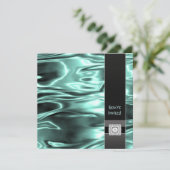 ターコイズブルー ブラック サテン ターコイズ パーティー テンプレート (スタンド正面)