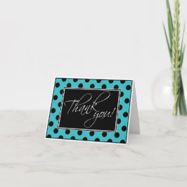 ターコイズブルー & ブラック ドット サンクス カード