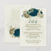 ターコイズブルー ベージュ ボタニカル ウェディング ディテール エンクロージャーカード (正面/裏面)