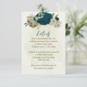 ターコイズブルー ベージュ ボタニカル ウェディング ディテール エンクロージャーカード (スタンド正面)