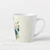 ターコイズブルー ベージュ 花柄 カフェラテマグ (右)