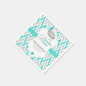 ターコイズブルー,ホワイトグレーエレファントベビーシャワー スタンダードカクテルナプキン (角)