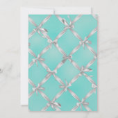 ターコイズブルー&ホワイト弓スウィート16パーティー写真 招待状 (裏面)