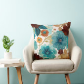 ターコイズブルー、レッド、錆びブロンズフローラ クッション (椅子)