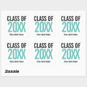 ターコイズブルー 太字 卒業年度自由自在 スクエアシール (シート)
