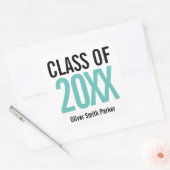 ターコイズブルー 太字 卒業年度自由自在 スクエアシール (封筒)