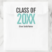 ターコイズブルー 太字 卒業祝いステッカー 任意の年度 スクエアシール (バッグ)