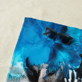 ターコイズブルー、白黒抽象芸術 ビーチタオル (インサイチュ)