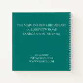 ターコイズブルー 白 ストライプ モノグラム B&B ゲストブック ノートブック (裏面)