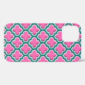 ターコイズブルー 白 DIY BG モロッカン カトルフォイル #5DS Case-Mate iPhoneケース (裏面 (横))