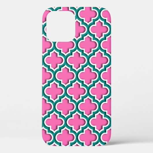 ターコイズブルー 白 DIY BG モロッカン カトルフォイル #5DS Case-Mate iPhoneケース (裏面)