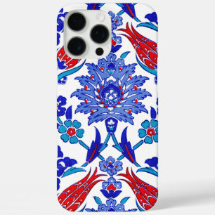 ターコイズブルー 赤 アンティークトルコ 花柄 タイル iPhone 16 PRO MAXケース