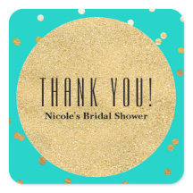 ターコイズブルー&金ゴールド光沢紙吹雪ドットモダン