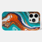 ターコイズブルー、錆びた赤と金の抽象画 Case-Mate iPhoneケース (裏面 (横))