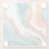 ターコイズブルー、錆び金ゴールド絵を描抽象芸術 ガラスコースター (裏面)