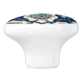 ターコイズブルー 陶器 花柄 セラミックノブ (側面)