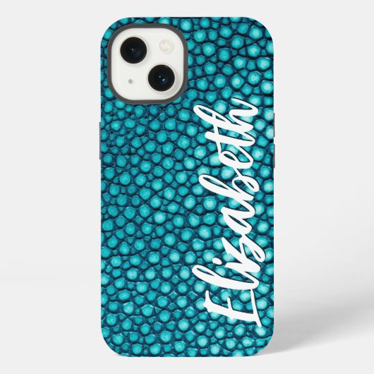ターコイズブルー iPhoneケース (裏面)
