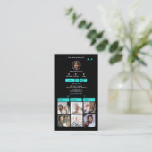 ターコイズブルー TikTok ソーシャルメディアQRコード 名刺 (スタンド正面)