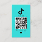 ターコイズブルー TikTok ソーシャルメディアQRコード 名刺 (裏面)