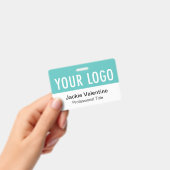 ターコイズブルーPVCバッジ水平作業名タグ バッジ (手持ち)