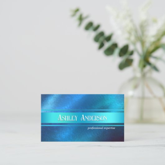 ターコイズブルーQRコードプロフェッショナルデザイン 名刺 (スタンド正面)