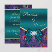 ターコイズプラムピーコック受付カード 出欠カード (正面/裏面)