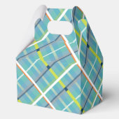 ターコイズプレイドテディベア少年ベイビーシャワー フェイバーボックス (裏面)