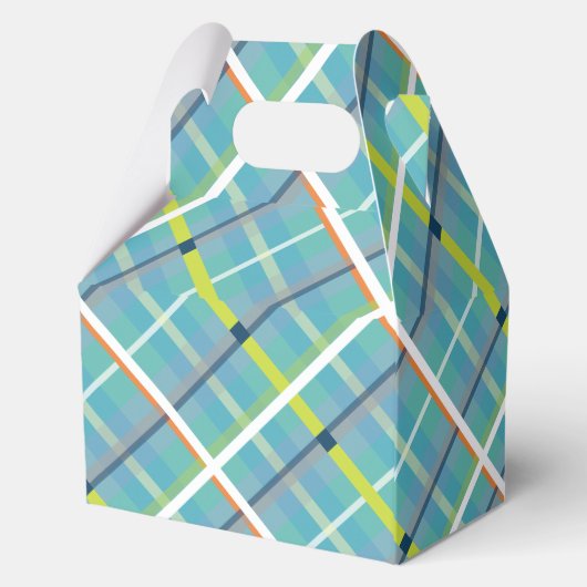 ターコイズプレイドテディベア少年ベイビーシャワー フェイバーボックス (裏面)