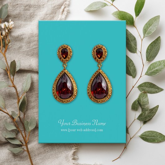 ターコイズプレーンシンプルカスタムイヤリングカード