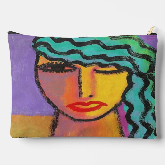 ターコイズヘア抽象芸術アート アクセサリーポーチ (裏面)