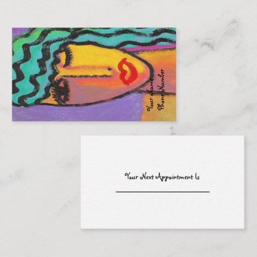 ターコイズヘア抽象芸術ポートレートの女性 名刺 (正面/裏面)