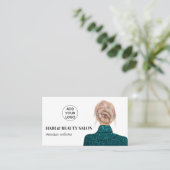 ターコイズヘア美しいサロンファッションイラストレーション 名刺 (スタンド正面)