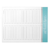 ターコイズヘッダーウィークリー食料品一覧 – チェックリスト ノートパッド (正面)