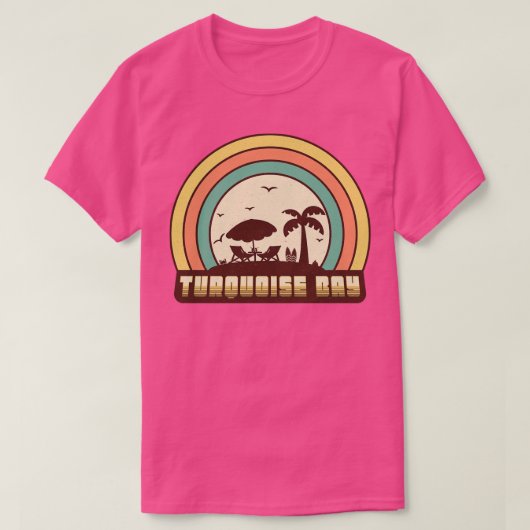 ターコイズベイレトロサンセットスタイル Tシャツ (デザイン正面)