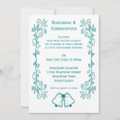 ターコイズベルスクロールワークデザインの結婚式 招待状 (正面)