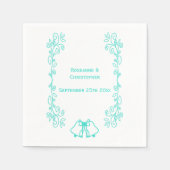 ターコイズベルズスクロールワークウェディングレセプション スタンダードカクテルナプキン (正面)