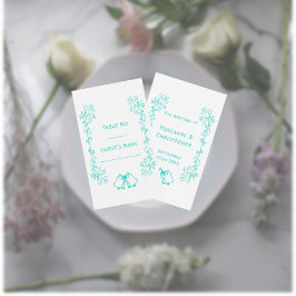 ターコイズベルズスクロールワーク結婚デザイン プレイスカード