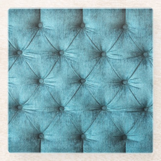 ターコイズベルベットソファ閉じる ガラスコースター (正面)