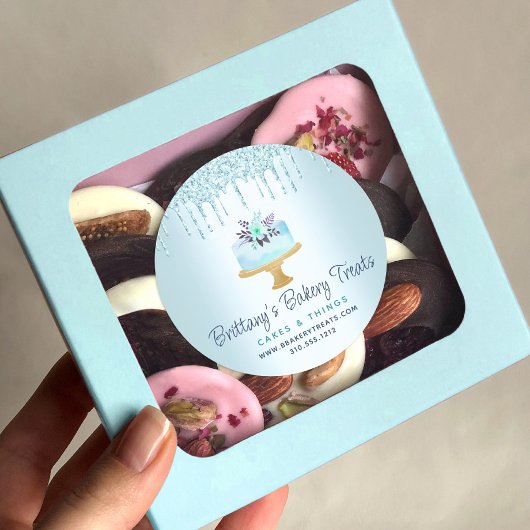 ターコイズベーカリーケーキペストリーグリッタードリップスデザート ラウンドシール