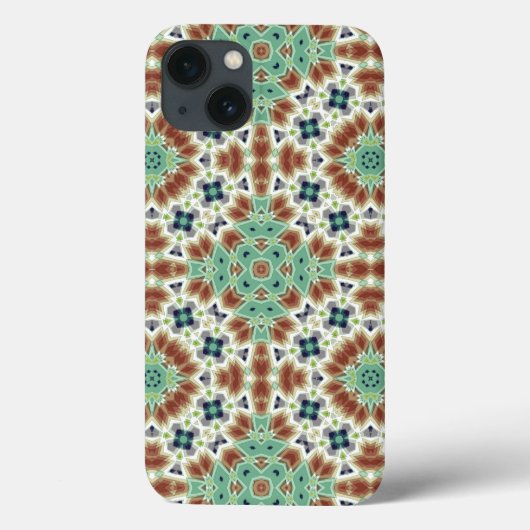 ターコイズベージュカラフル万華鏡のように千変万化するパターンオーナメント Case-Mate iPhoneケース (裏面)