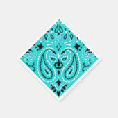 ターコイズペイズリーバンダナスカーフBBQピクニックナプキン スタンダードカクテルナプキン (角)