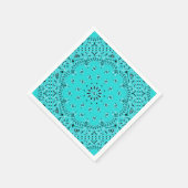 ターコイズペイズリーバンダナスカーフBBQピクニックナプキン スタンダードカクテルナプキン (角)