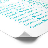 ターコイズペイズリー結婚ピーコック座席表 ポスター (角)