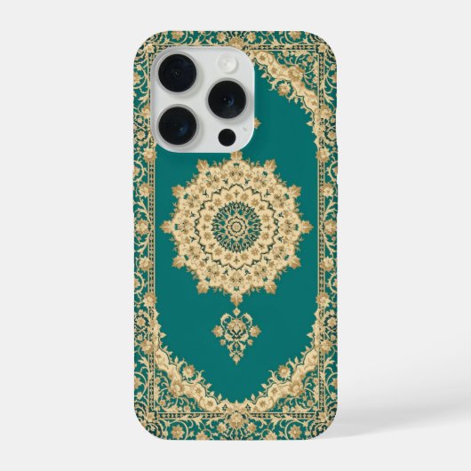 ターコイズペルシャ絨毯風スマホケース - クラシックボーダー iPhoneケース (裏面)