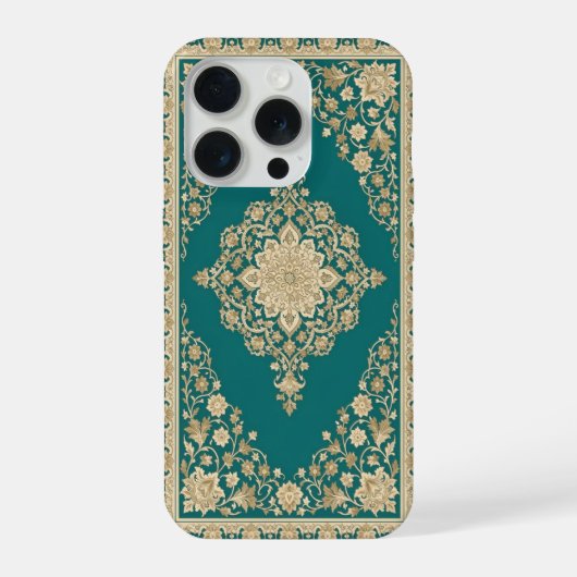 ターコイズペルシャ絨毯風フォンケース装飾フレーム  iPhoneケース (裏面)