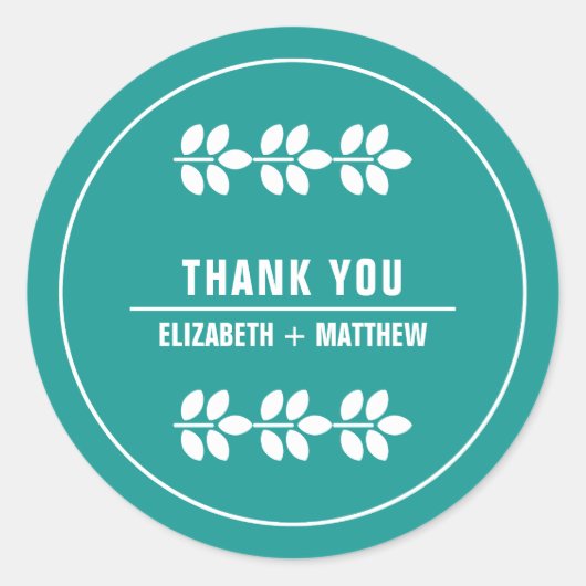 ターコイズホイ葉ト結婚の感謝 ラウンドシール (正面)