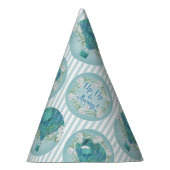 ターコイズホットエアバルーン – アクアホワイトストライプズ パーティーハット (右)