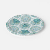 ターコイズホットエアバルーン – アクアホワイトストライプズ ペーパープレート (アングル)