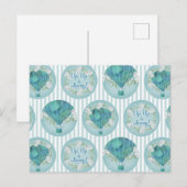 ターコイズホットエアバルーン – アクアホワイトストライプズ ポストカード (正面/裏面)